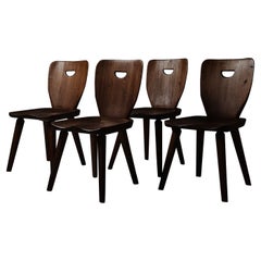Set of four Swedish designer pine dining chairs, 1930s