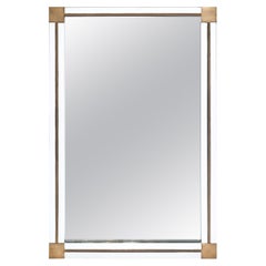 Mid-Century French Chrome and Brass Mirror