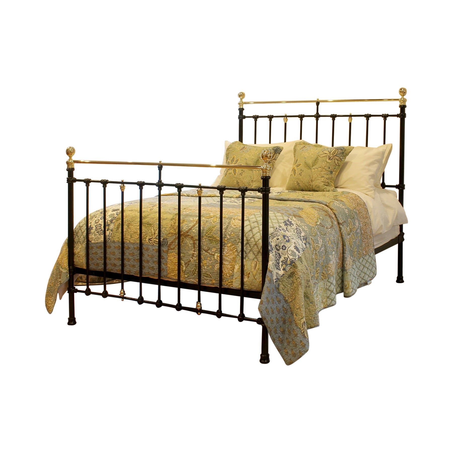 Brass and Iron Antique Bed  in Black MK309