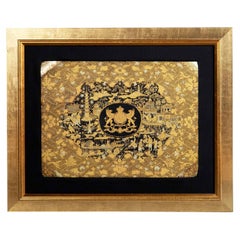 Raro panel con marco dorado y laca armorial de la dinastía Qing del siglo XIX