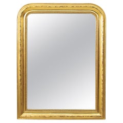 Small Scale 19th Century French Louis Philippe Period Gilt Wood Mirror 35-in H