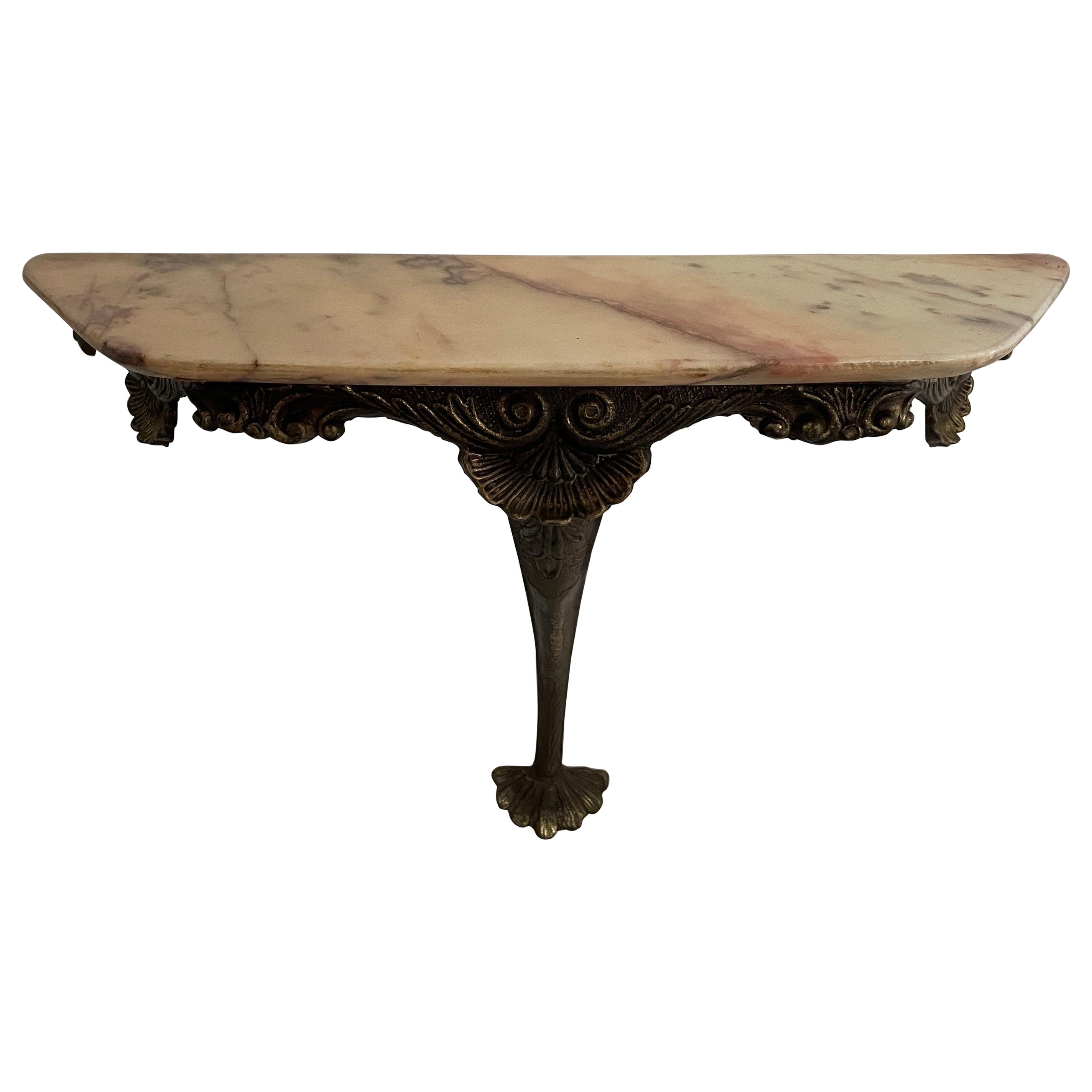 Console murale flottante en laiton et marbre, années 1950, Italie
