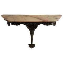 Console murale flottante en laiton et marbre, années 1950, Italie