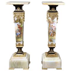 Very Fine Pair of Late 19th Century Gilt Bronze-Mounted Sèvres Style Pedestals