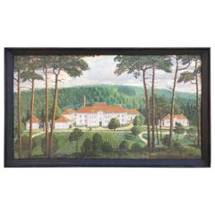 Swedish Oil Painting on Wood Castle Boraas