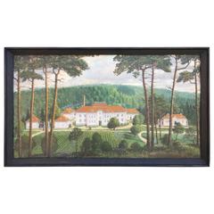 Swedish Oil Painting on Wood Castle Boraas 