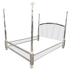Unique Twisted Lucite and Chrome Bed Frame
