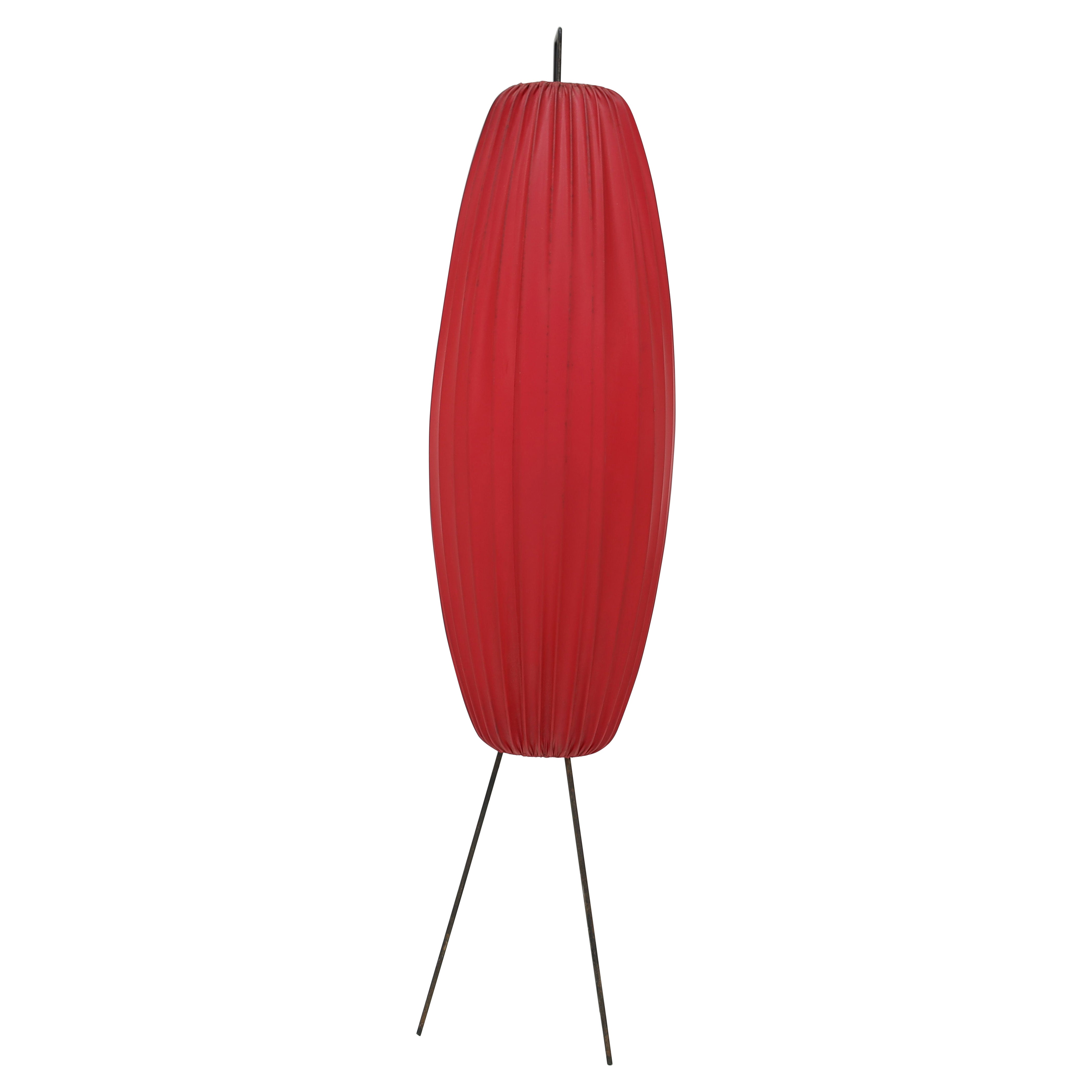 Noguchi Style Floor Lamp in Red For Sale