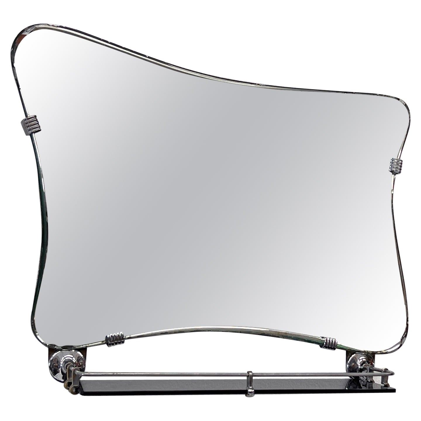 Italian Modern Asymmetrical Mirror With Shelf For Sale