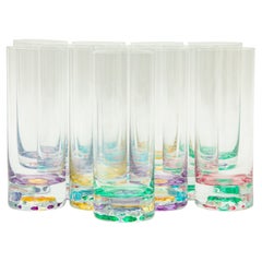 Juego de 12 copas de bar o cóctel vintage. Multi Color y Bases Pesadas