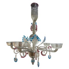 Murano chandelier 5 lights circa 1970