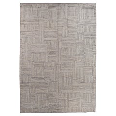 Alfombra geométrica de corte y bucle marfil