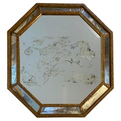 Miroir octogonal français, miroir mural de style Art déco
