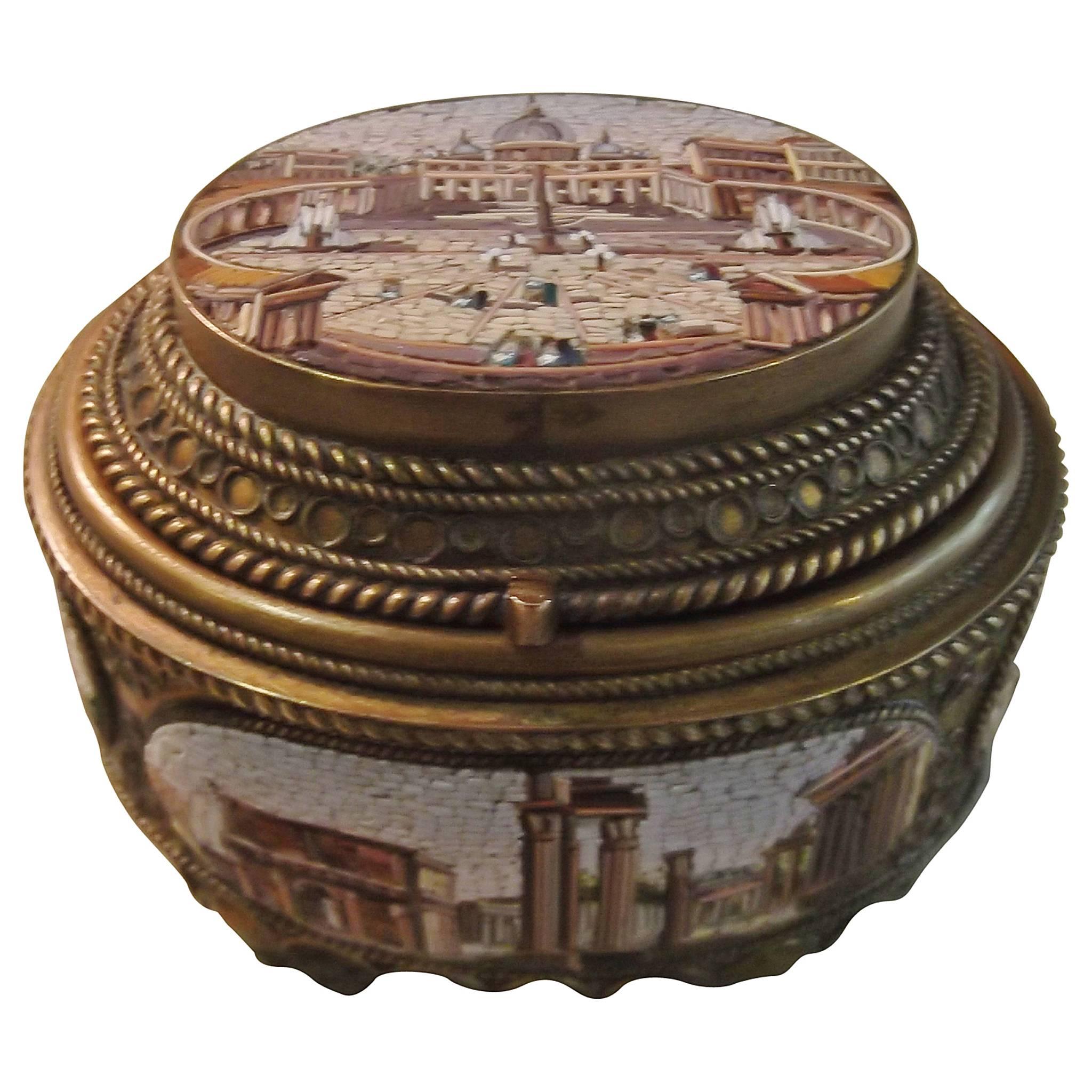 19th Century Grand Tour Micro Mosaic Oval Box