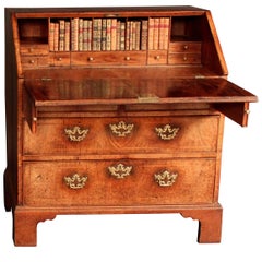 Early Georgian Antique Veneered Walnut Bureau