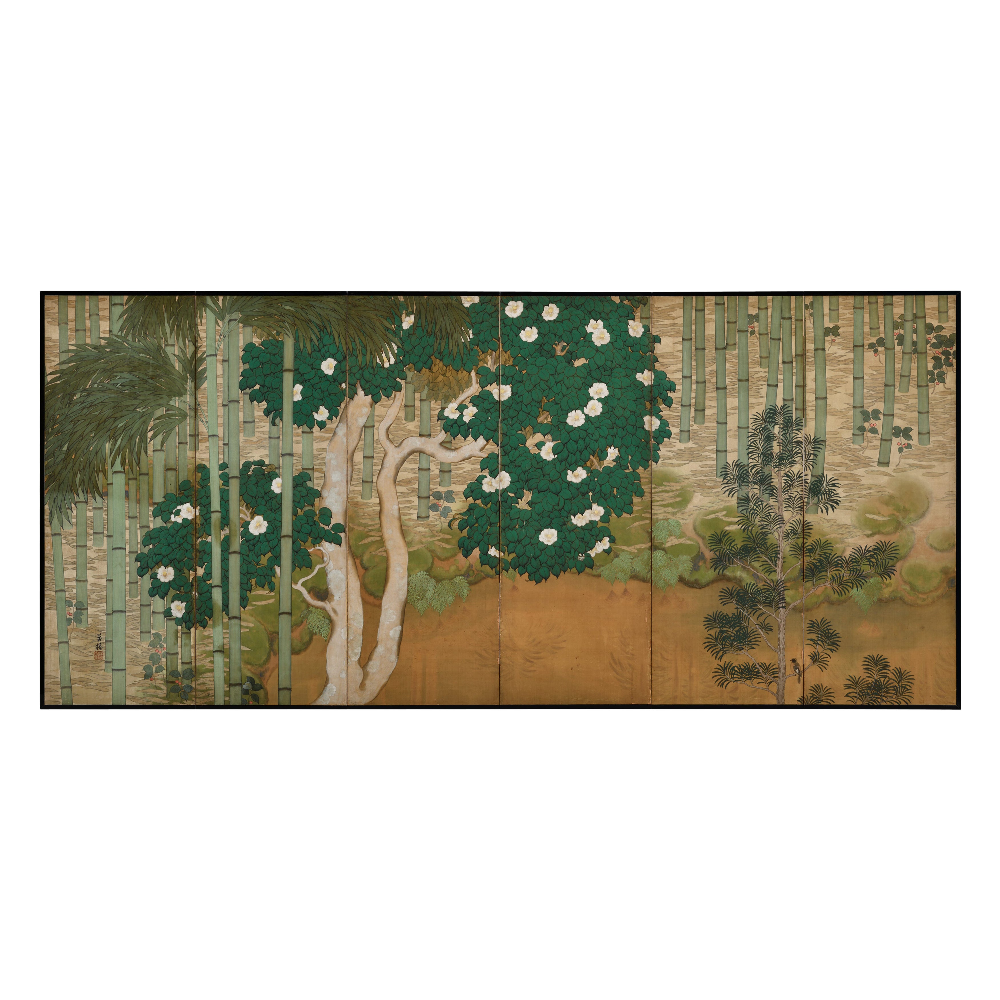 Early 20th Century Japanese Nihonga Screen. Bamboo Forest.