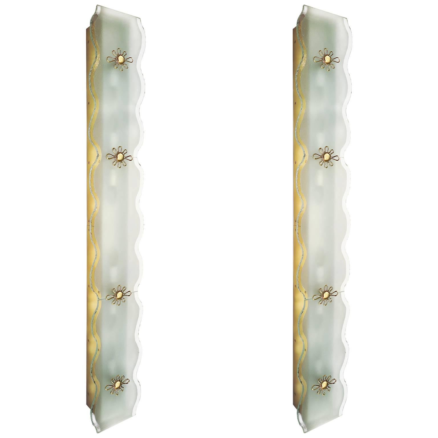 Scandinavian Modern Large Wall Sconces or Ceiling Flush Lamps Frosted Glass