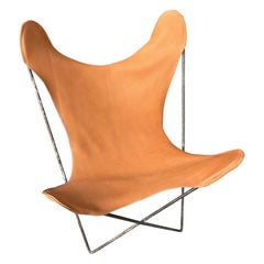 Chaise Butterfly en Cuir pour Airborne, années 1950