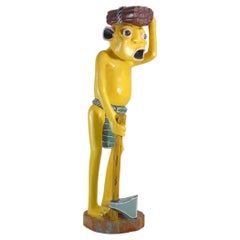 George Lilanga Arte Africano Figura Amarilla Escultura Madera Esmalte