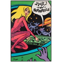 Affiche publicitaire psychédélique française Barbarella 1967, Jean-Claude Forest