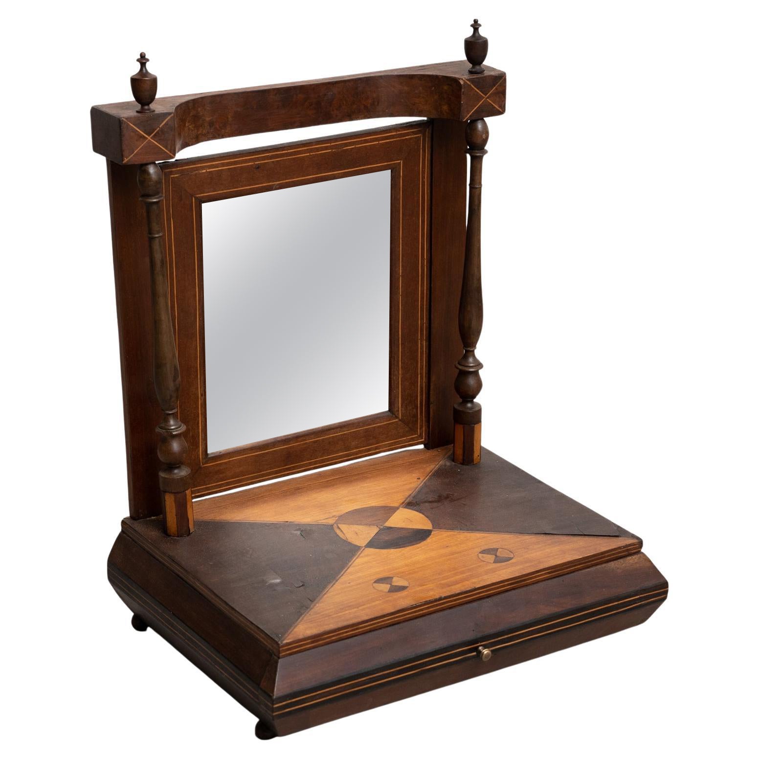 Elegant Wood Vanity and Mirror with Drawer – Early 20th Century, Circa 1940