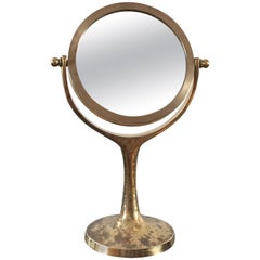 Exceptional Petite Vanity "psyché" Mirror in Brass, France, 1960s