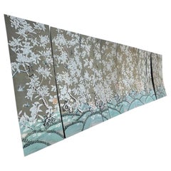 Set of Vintage Hand-Painted Chinoiserie Panels