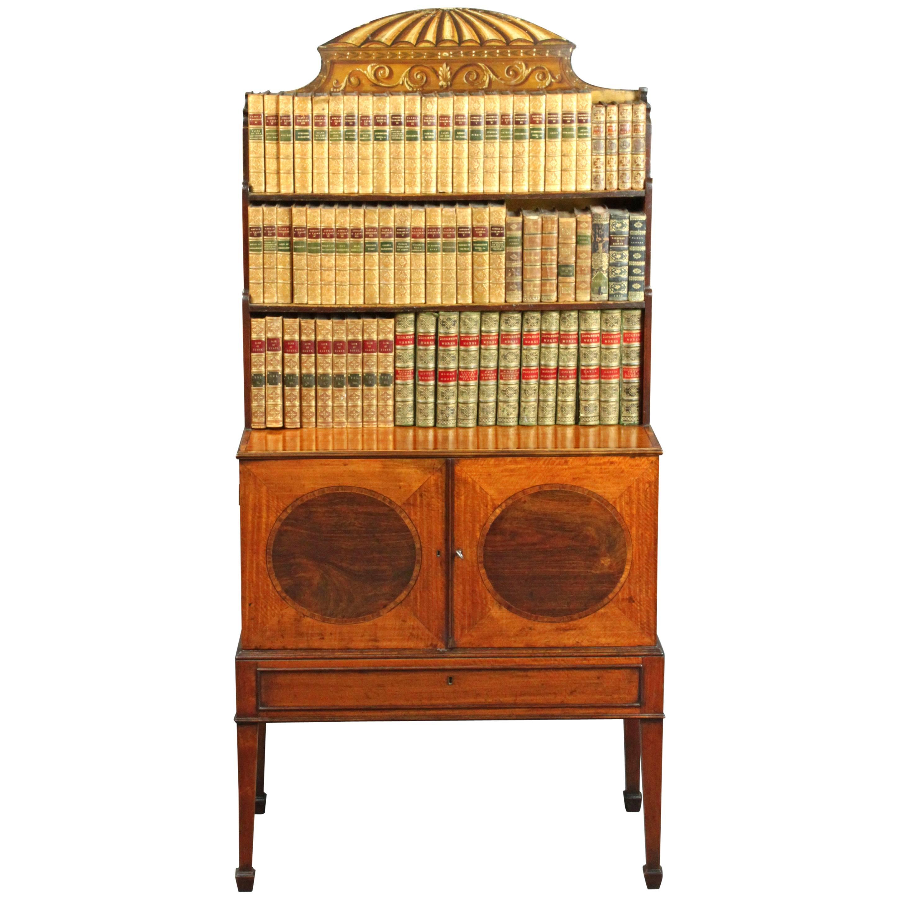 George III Sheraton Period Antique Satinwood Dwarf Bookcase For Sale