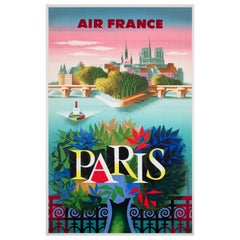 Affiche publicitaire d'Air France Paris 1957 Travel Airline, JACQUES NATHAN-GARAMOND