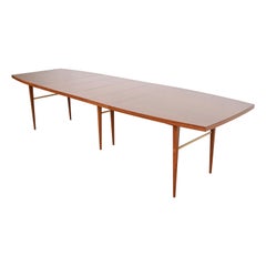 Paul McCobb for Directional Walnut and Brass Boat-Shaped Extension Dining Table
