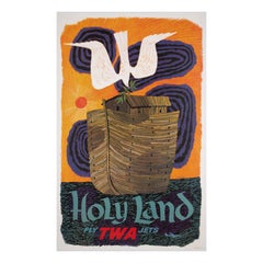 Original Vintage TWA HOLY LAND 1960s Travel Airline Poster, David Klein