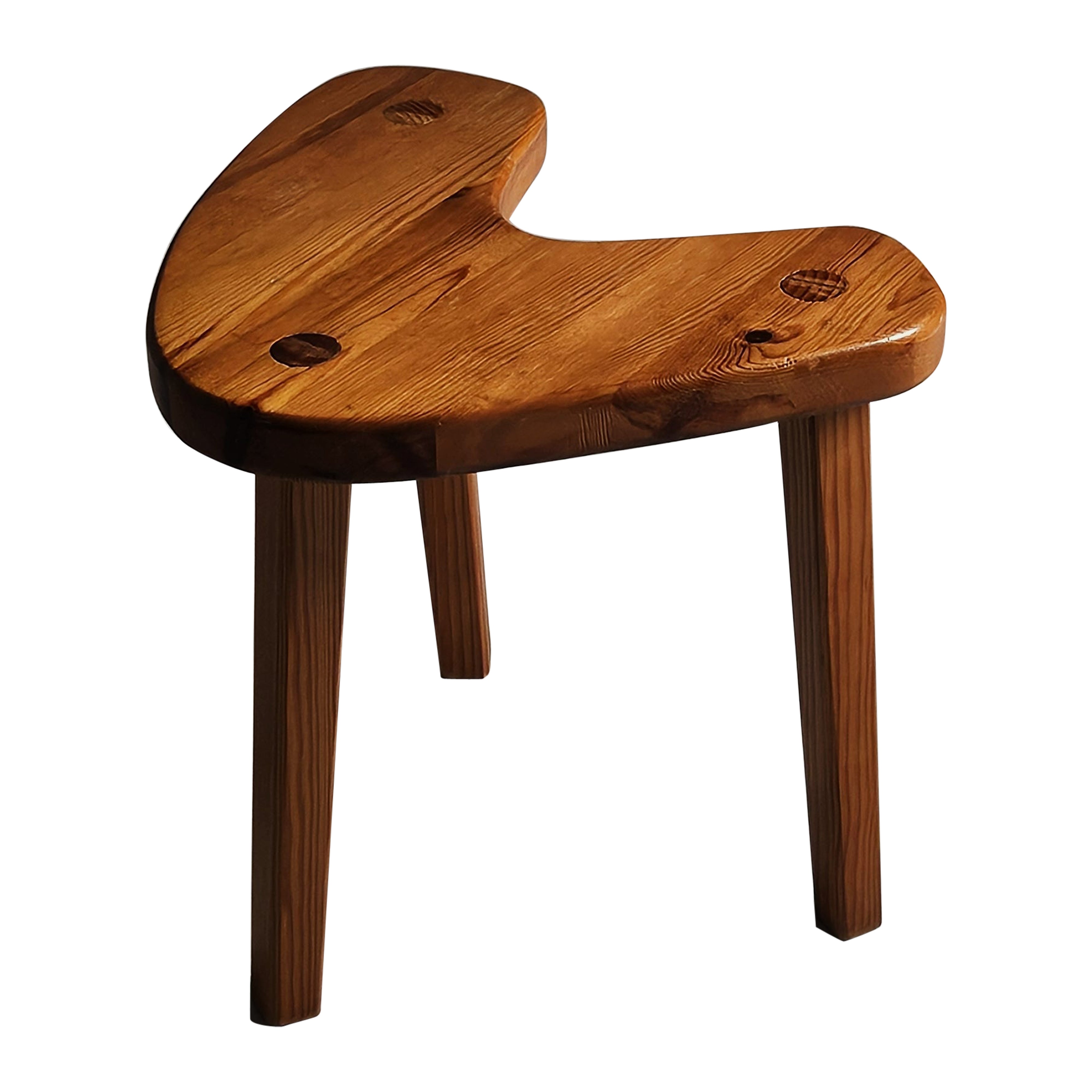 Sgabello di design svedese in pino massiccio, anni '50