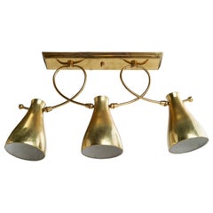 Finnish Designer, Chandelier, Brass, Finland, 1950s
