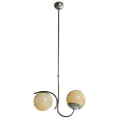 German Designer, Chandelier, Metal, Glass, Germany, 1920s