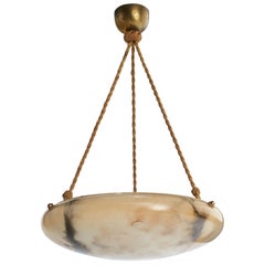 Meissen, Pendant Light, Brass, Fabric, Glass, Germany, 1930s