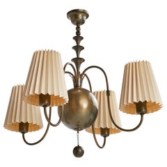 Elis Bergh, lustre, laiton, papier, Suède, années 1920