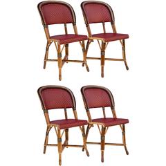 Fantastic Set of Four Maison Drucker Bastille Bamboo Bistro Chairs