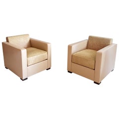 Paire de fauteuils Poltrona Frau Linea en cuir de vache
