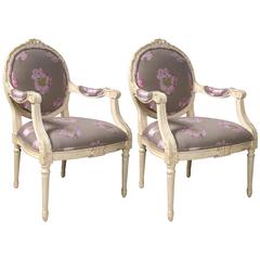 Pair of Louis XVI  Upholstered Fauteuil