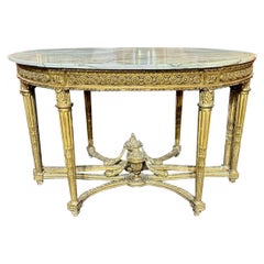Pair of 19th Century Louis XVI Style Carved Giltwood Demi-Lune Consoles