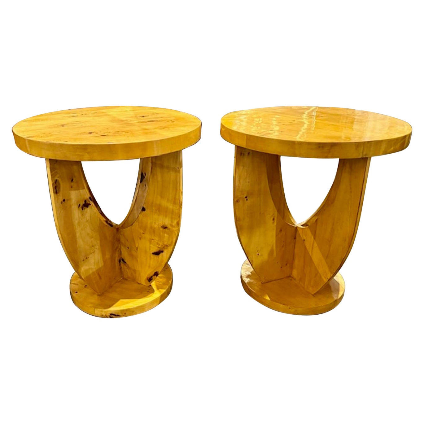 Paar italienische Art-Déco-Beistelltische aus Ahorn
