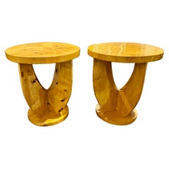 Paar italienische Art-Déco-Beistelltische aus Ahorn