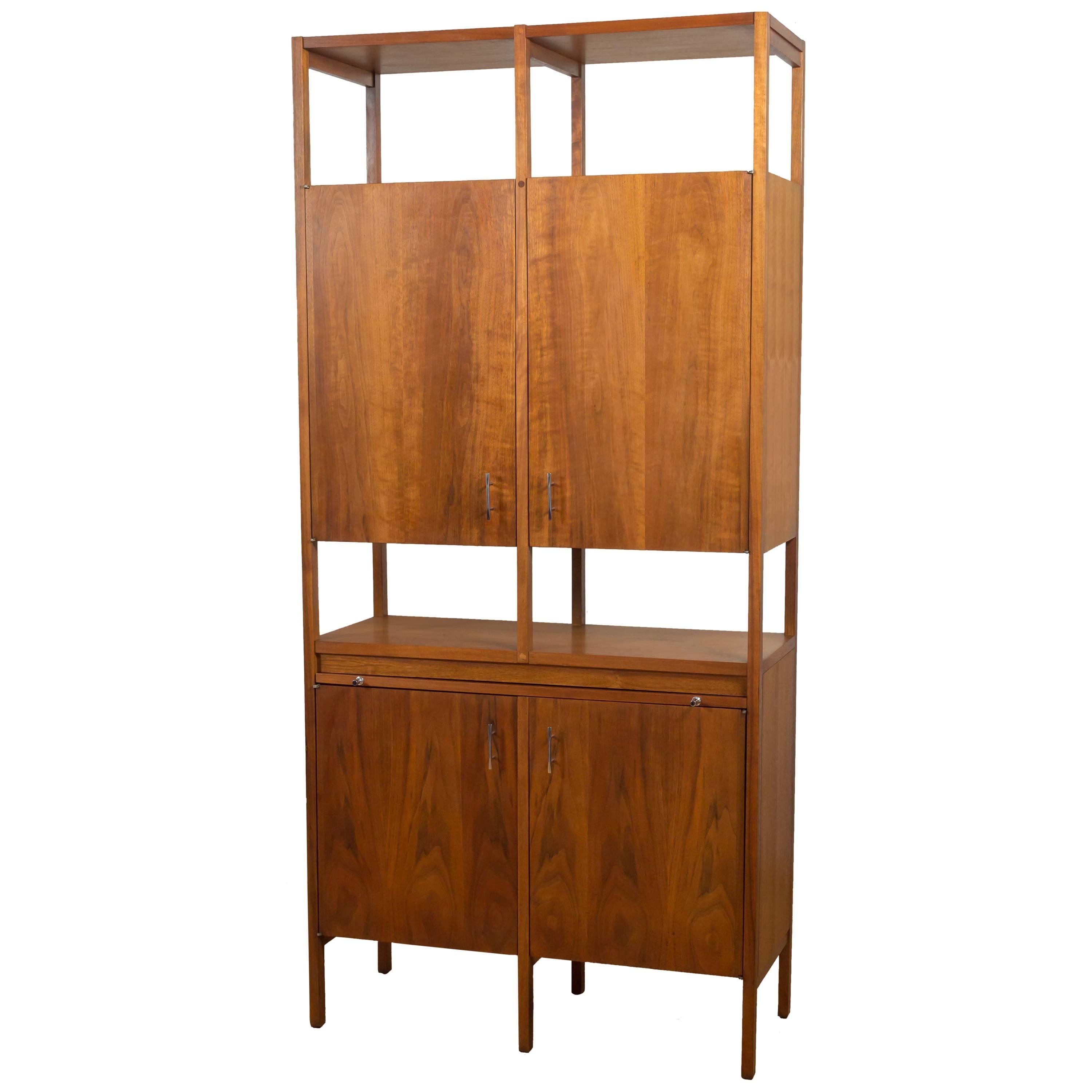 “Delineator” Walnut Dry Bar or Tall Cabinet by Paul McCobb for Lane