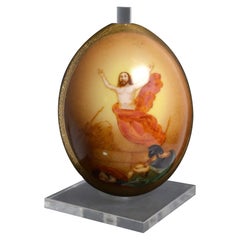 Antique Russian Imperial Porcelain Easter Egg 19th century Rising Christ