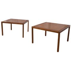Vintage Pair of Lewis Butler for Knoll Floating Top Walnut Tables