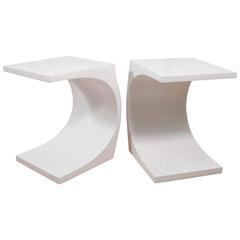 Pair of Mod Modeline Curvaceous Cantilevered End Tables