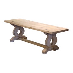 18th Century French Louis XIII Carved Bleached Oak Refectory Trestle Table