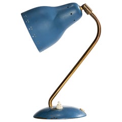 Swedish Designer, Table Lamp, Brass, Metal, Sweden, 1950s