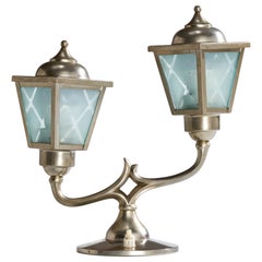 Metawa Holland, lampe de table, verre, étain, Pays-Bas, années 1950