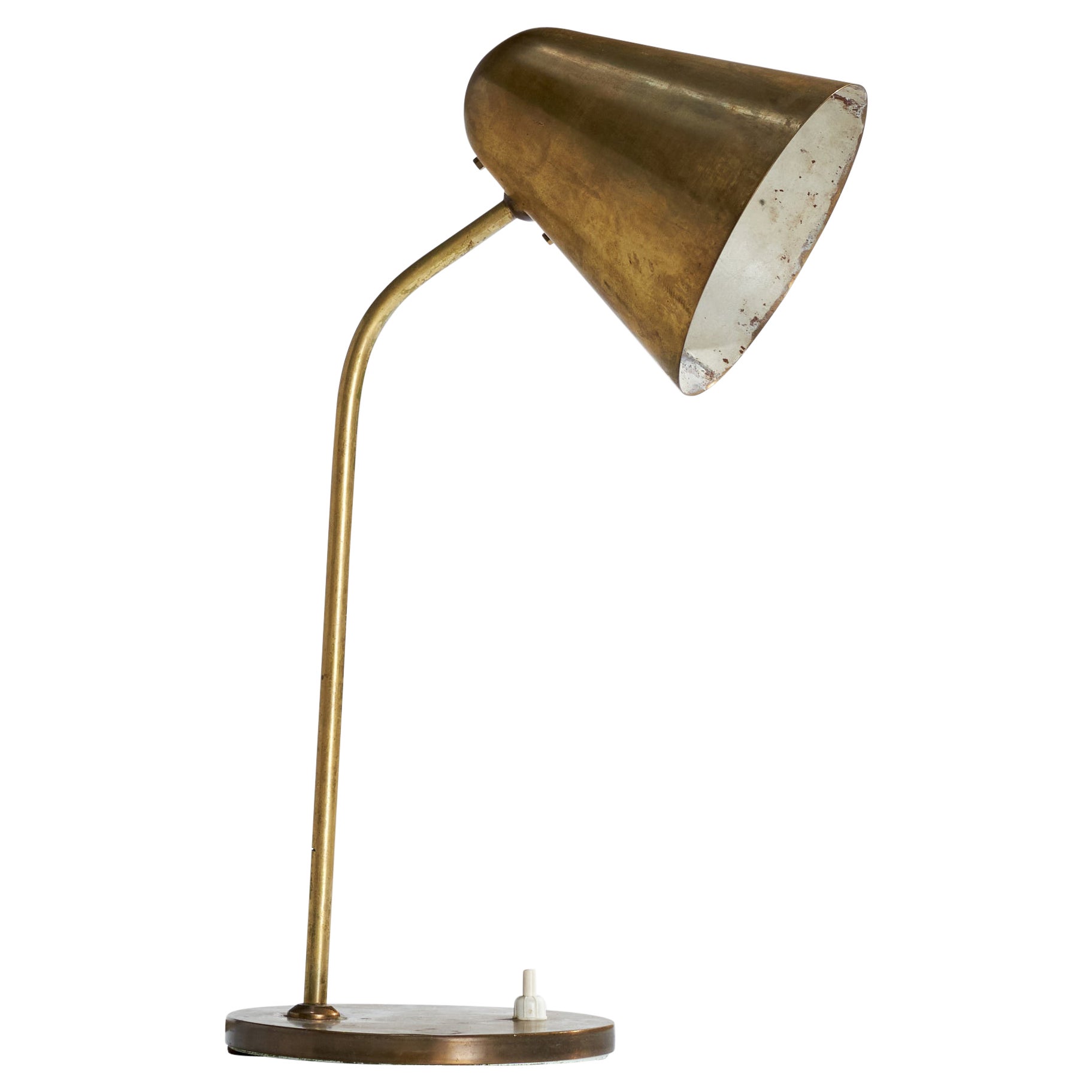 Jacques Biny Attribution, Table Lamp, Brass, France, 1950s